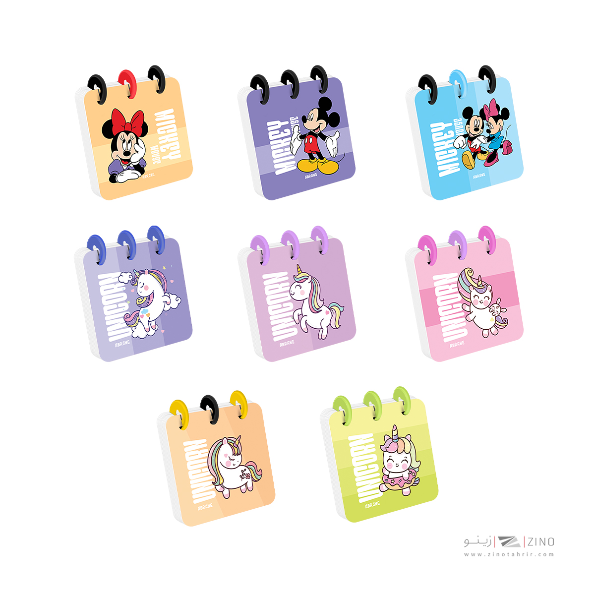 دفتریادداشت100برگ8*8دکمه ای آبرنگ کد A011